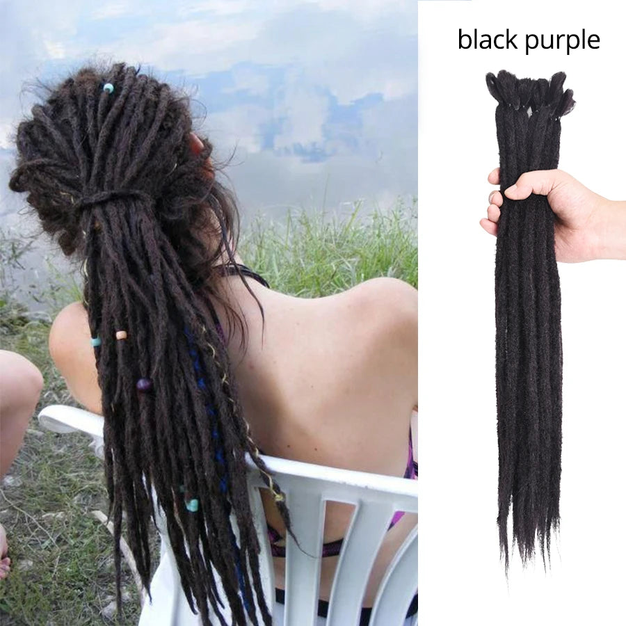 10/20 Strands Handmade Dreadlocks Hair Extensions 20"Black Reggae Synthetic Crochet Braiding Hair for Afro Women and Men