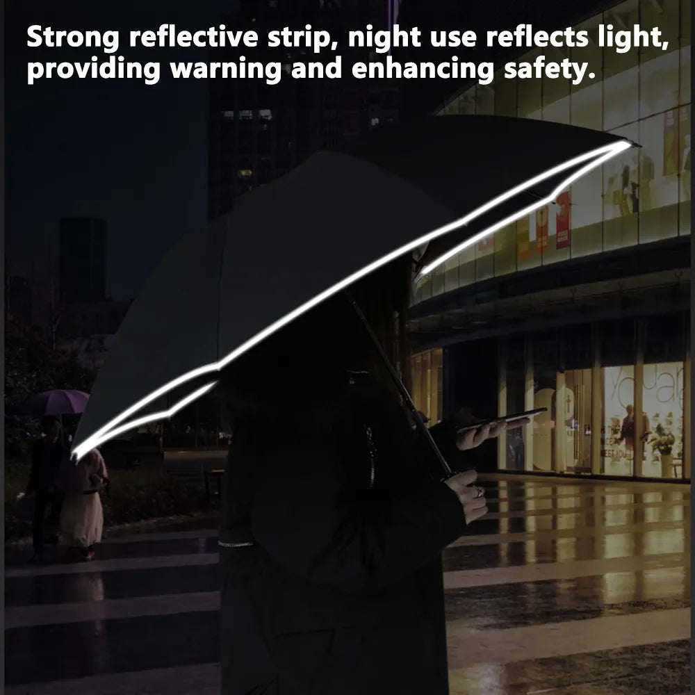 Fully Automatic Sun Protection Umbrella Folding Waterproof Umbrella with LED Flashlight UV Sunshade Rainproof Wind Resistance