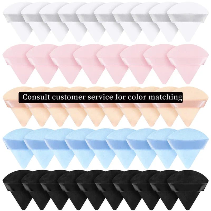 Wholesale 50Pcs Triangle Velvet Powder Puff Pizza Flours Mini Face Makeup Sponge Cosmetics Washable Lightweight Makeup Tool