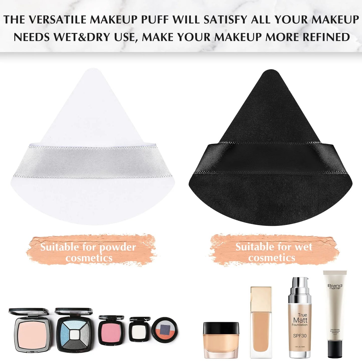 Wholesale 50Pcs Triangle Velvet Powder Puff Pizza Flours Mini Face Makeup Sponge Cosmetics Washable Lightweight Makeup Tool