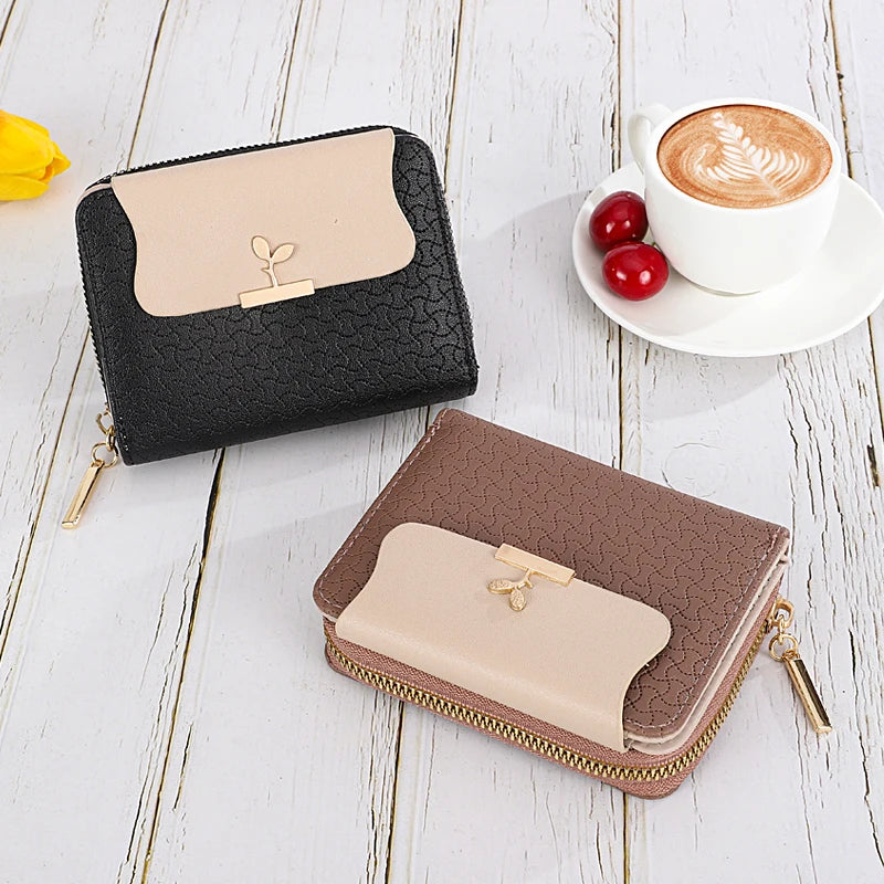 Women Wallets PU Leather Lady Zipper Moneybags Coin Purse Pocket ID Card Bag Woman Short Hasp Cute Wallet Billfold Purses