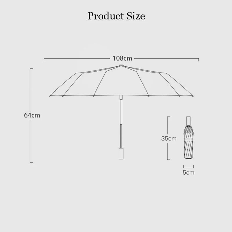 16 Ribs Full-Automatic Log Handle Umbrella for Men Large Three-Fold Women Sunshade Luxury Business Windproof Folding Umbrellas