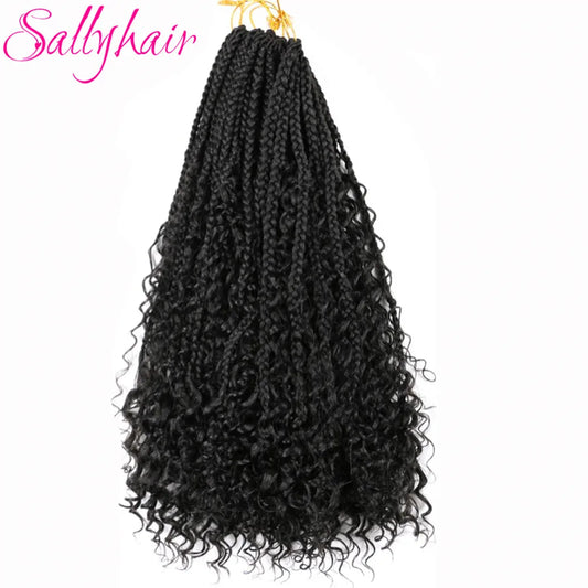 Goddess Box Braids Colorful Crochet Hair Synthetic Curly End Bohemian Box Braiding Hair Extensions Ombre Braiding Hair