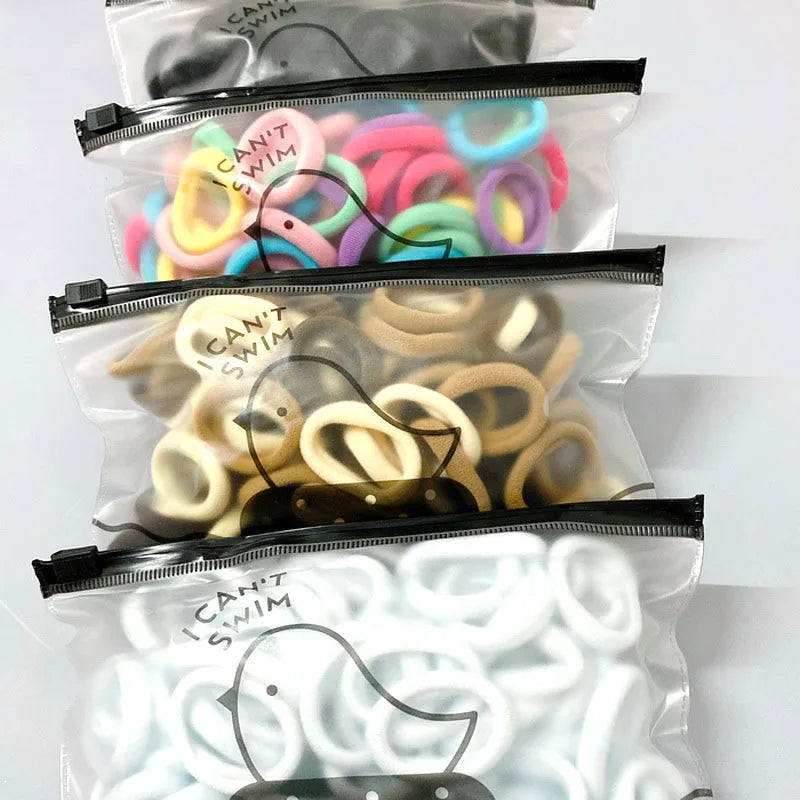 50Pcs /Set Girls 3Cm Colorful Hair Rubber Bands Baby Scrunchies Pack Elasitic Hair Ties for Kids White Hair Rings Gum Headband