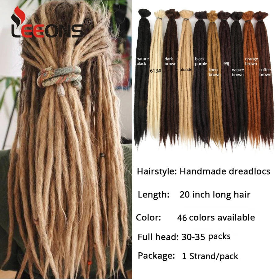 10/20 Strands Handmade Dreadlocks Hair Extensions 20"Black Reggae Synthetic Crochet Braiding Hair for Afro Women and Men