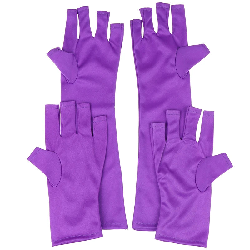 "Ultimate UV Protection Open-Toed Gloves for Flawless Nail Art - 1 Pair (25/40Cm)"